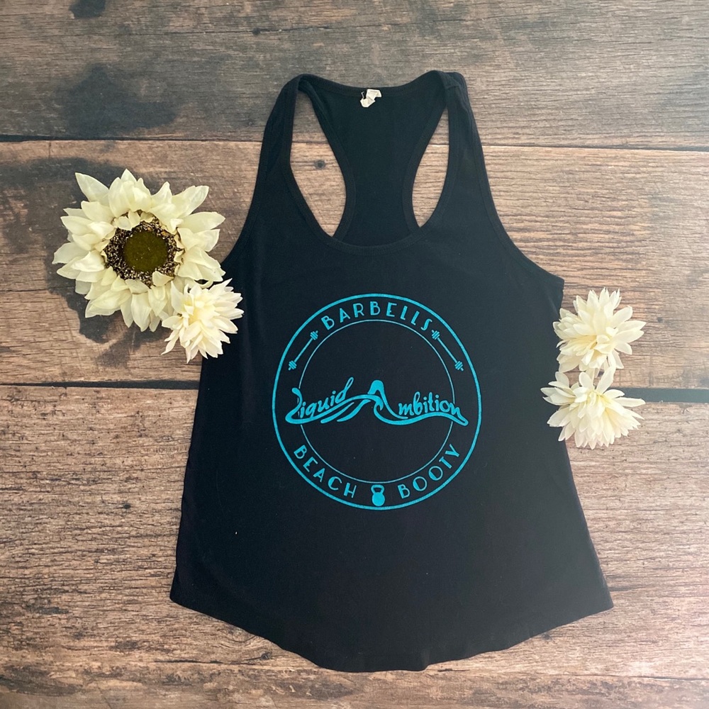 Barbells Beach Booty Razorback gym tank
